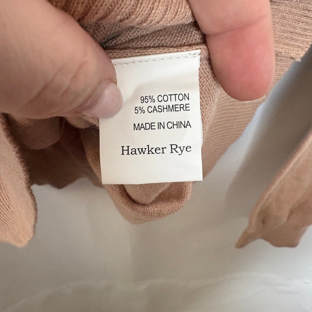 Hawker Rye Mens Cotton Cashmere Striped Henley Hoodie Sweater Tan Large Soft - Picture 5 of 9